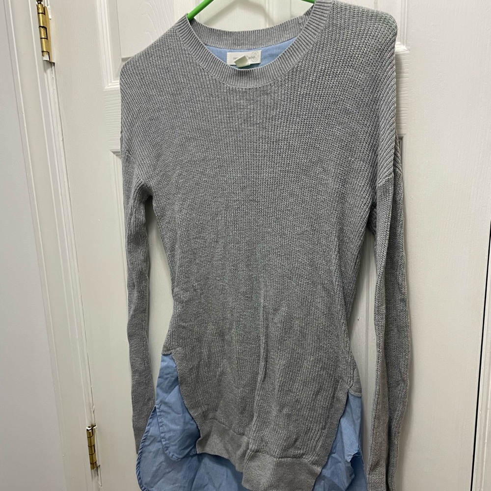 Treasure & Bond Gray Sweater with Blue Hem